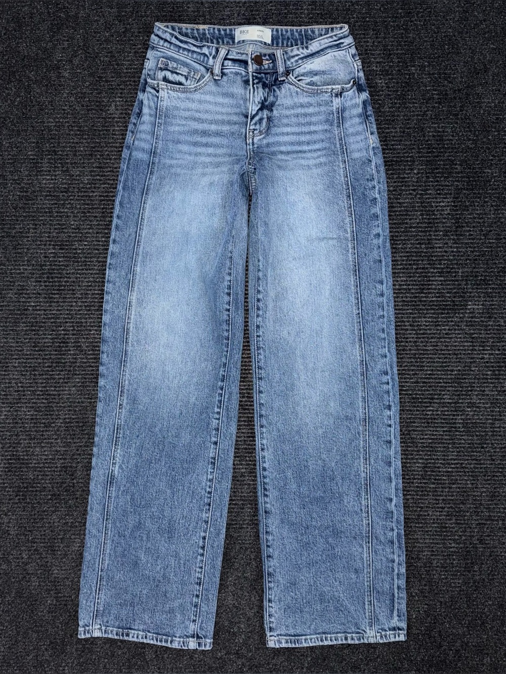 BKE Light Wash Wide-Leg Panel Seam Jeans - Blue